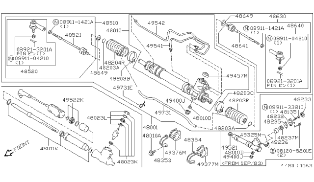 1983 Nissan Sentra Gear Steering Diagram for 48010-04A00