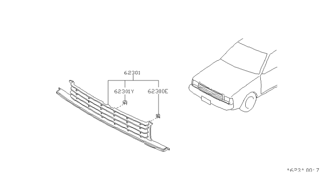 1982 Nissan Sentra Grille-Radiator Diagram for 62310-01A01