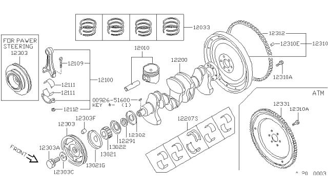 1986 Nissan Sentra Piston,Crankshaft & Flywheel Diagram 2