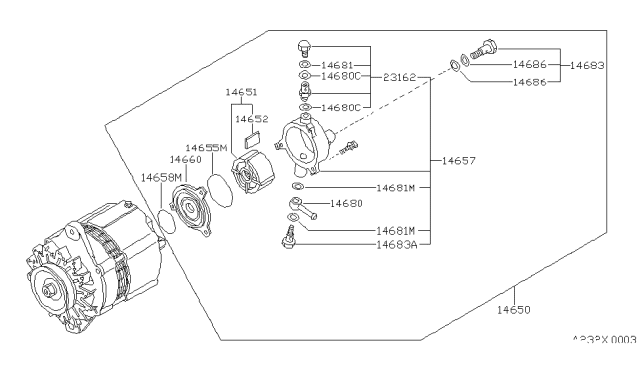 1986 Nissan Sentra Connector Delivery Diagram for 14680-A1600