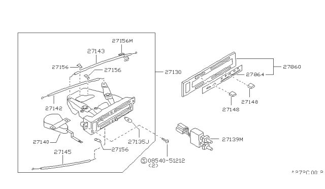1983 Nissan Sentra Cable Control Diagram for 27540-01A00
