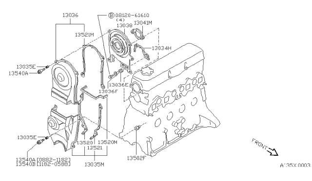 1982 Nissan Sentra Cover Front Diagram for 13563-16A01