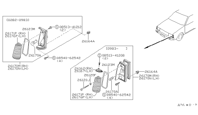 1984 Nissan Sentra Packing Diagram for 26143-33A00
