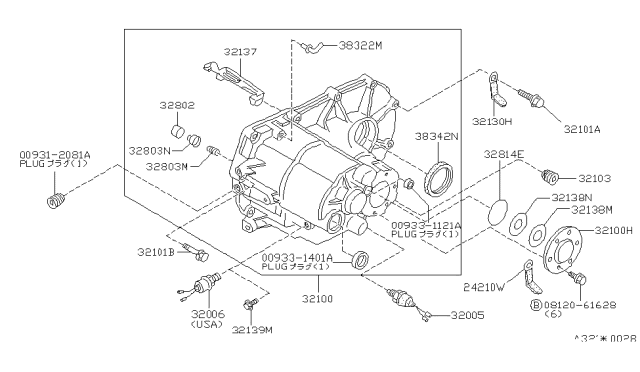 1982 Nissan Sentra Top Switch Assembly Diagram for 32006-D0104