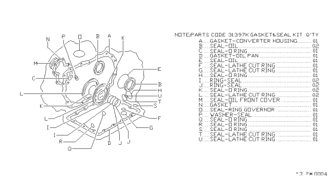 1983 Nissan Sentra Gasket & Seal Kit (Automatic) Diagram