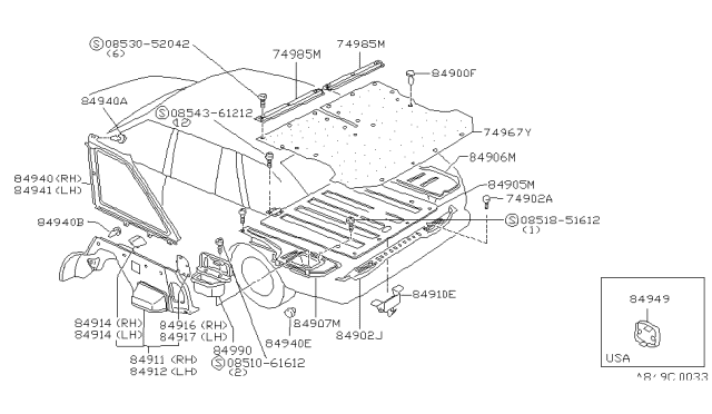 1982 Nissan Sentra Board Trunk FLO Diagram for 84970-01A70
