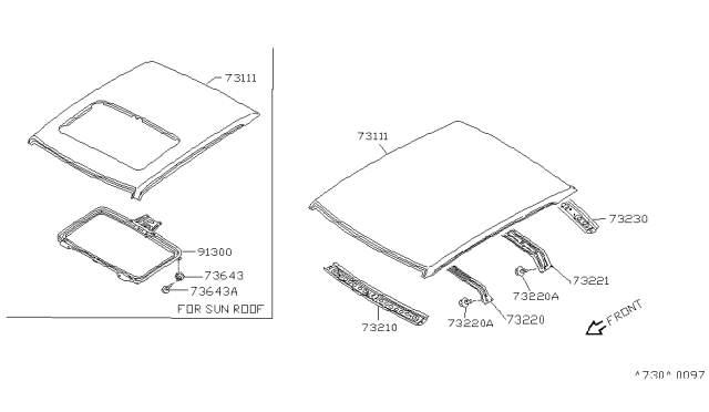 1982 Nissan Sentra Roof Diagram for 73112-21A00