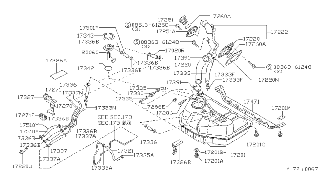 1982 Nissan Sentra Fuel Gauge Sender Unit Diagram for 25060-14A01
