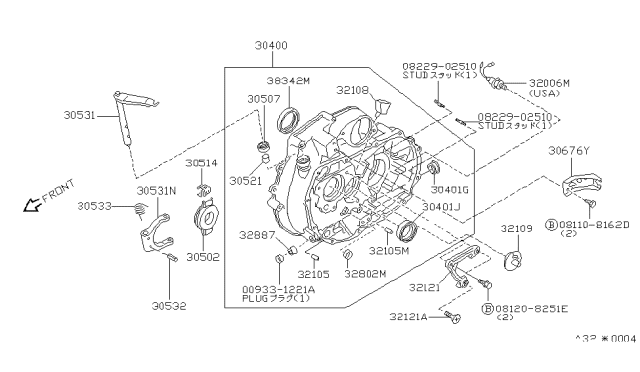 1985 Nissan Sentra Lever W/DRAWAL Diagram for 30520-M8010