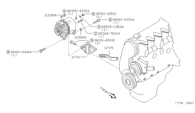1986 Nissan Sentra Alternator Fitting Diagram 2