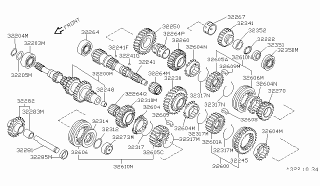 1986 Nissan Sentra Gear Assembly 3RD Diagram for 32260-M8000