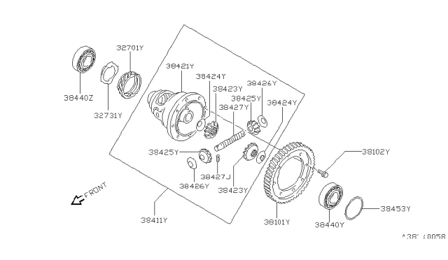 1983 Nissan Sentra Differential Assy Diagram for 38411-01X12
