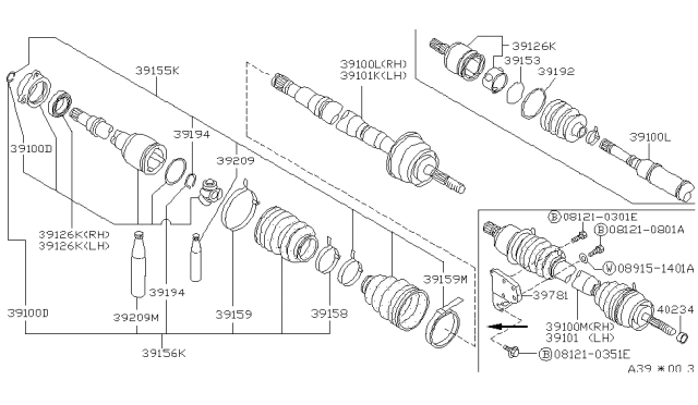 1988 Nissan Stanza Repair-Kt Joint Inner Diagram for 39771-29R25