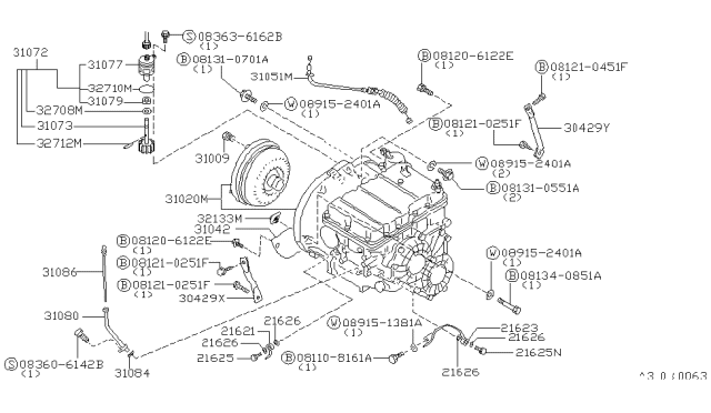 1986 Nissan Stanza Auto Transmission,Transaxle & Fitting Diagram 1