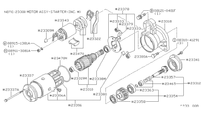 1987 Nissan Stanza Shift Lever Set Diagram for 23322-N5910