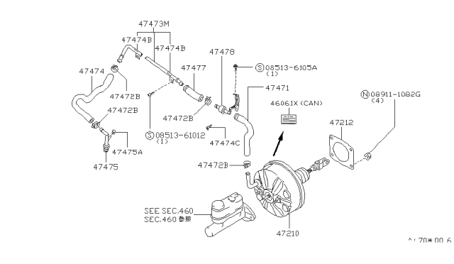 1986 Nissan Stanza Connector-Boost Diagram for 47475-11P00