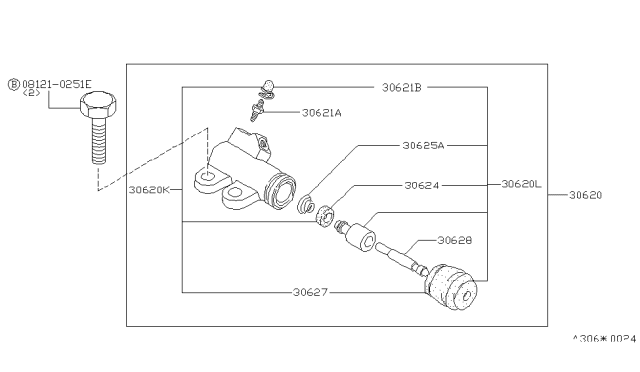 1986 Nissan Stanza Clutch Cylinder Diagram for 30620-03E01