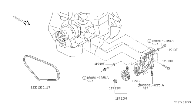 1986 Nissan Stanza Compressor Mounting & Fitting Diagram