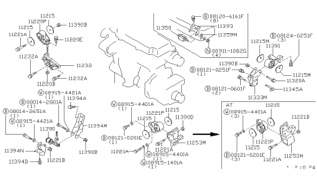 1986 Nissan Stanza Engine & Transmission Mounting Diagram 2