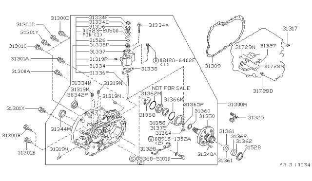 1988 Nissan Stanza Housing Converter W/OIL Pump Diagram for 31340-21X71