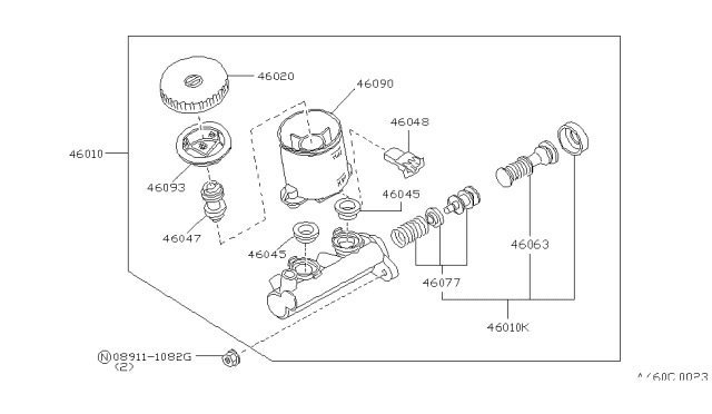 1987 Nissan Stanza Brake Master Cylinder Diagram for 46010-29R02