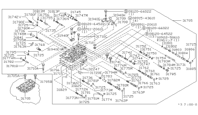 1986 Nissan Stanza Plate Separator Diagram for 31715-21X64