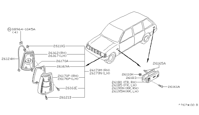 1986 Nissan Stanza Harness-Front Combination Lamp Diagram for 26178-29R00