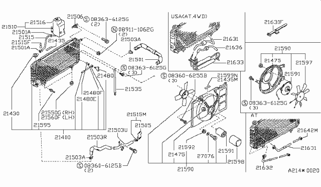 1988 Nissan Stanza SHROUD Assembly Diagram for 21483-29R10