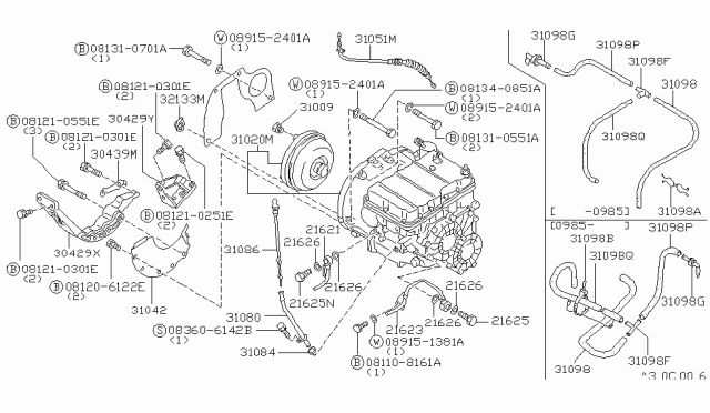 1986 Nissan Stanza Hose BREATER Diagram for 31098-06R01