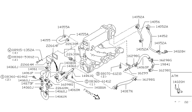 1986 Nissan Stanza Hose-Air REGULATER Outlet Diagram for 14060-D0311