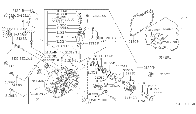 1986 Nissan Stanza Pump Assembly Oil Diagram for 31340-21X05