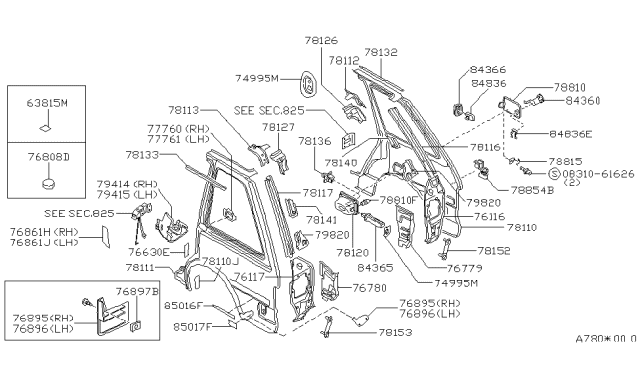 1988 Nissan Stanza Fender Rear End LH Diagram for 78115-21R00