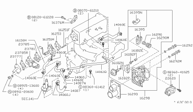 1986 Nissan Stanza Spring Throttle Diagram for 16160-D0305
