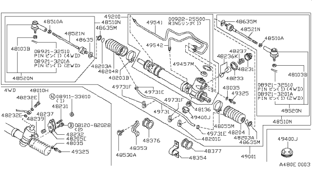 1988 Nissan Stanza Screw Adjust Diagram for 48231-04A00