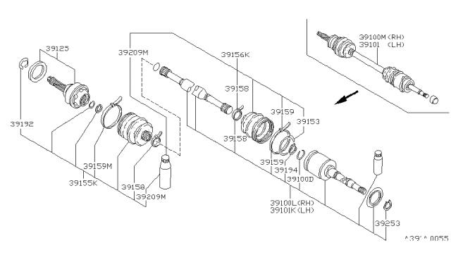 1988 Nissan Stanza Joint Assy-Outer Diagram for 39211-71E00