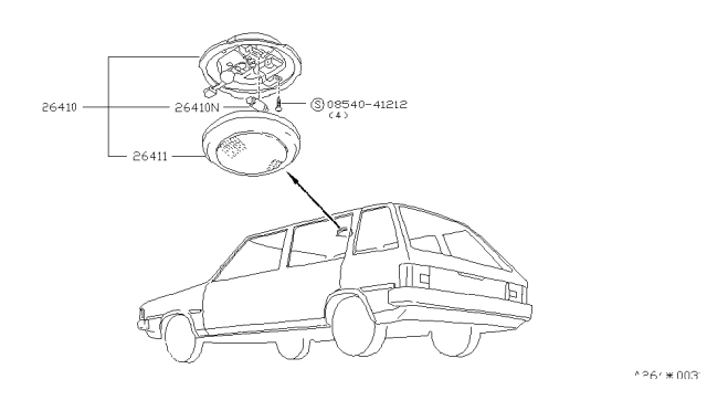1987 Nissan Stanza Lens-Room Lamp Diagram for 26411-29R00
