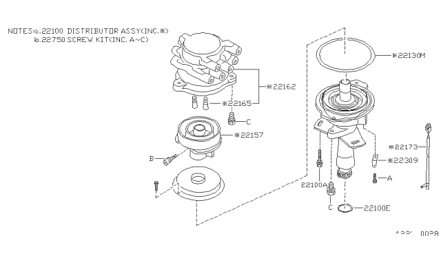 1986 Nissan Stanza Distributor & Ignition Timing Sensor Diagram 2