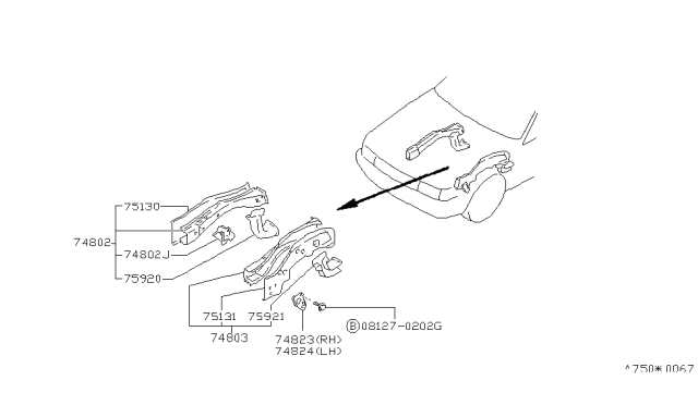1991 Nissan Stanza Member-Front Suspension Mounting,RH Diagram for 75920-65E00