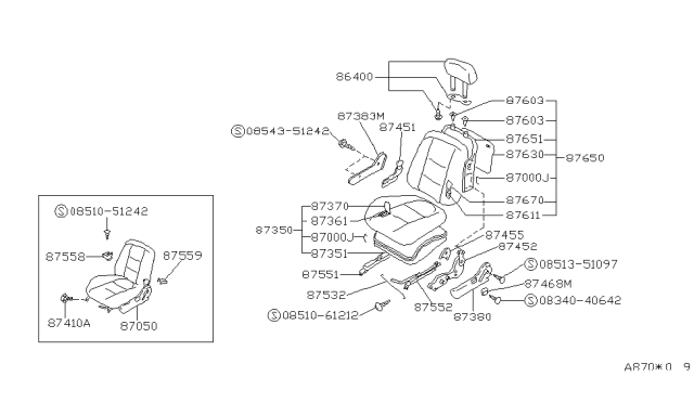 1990 Nissan Stanza Device-RECLINING,LH Seat Inside Diagram for 87452-65E00