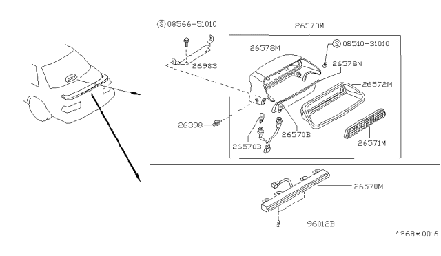 1991 Nissan Stanza Lamp Assembly-Stop Diagram for 26590-65E12