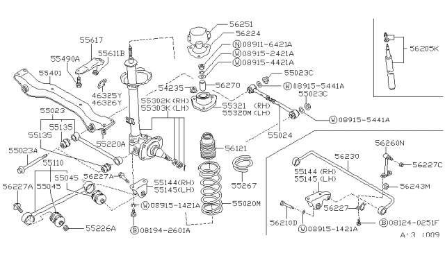 1992 Nissan Stanza Strut Kit-Rear Suspension,RH Diagram for 55302-65E25