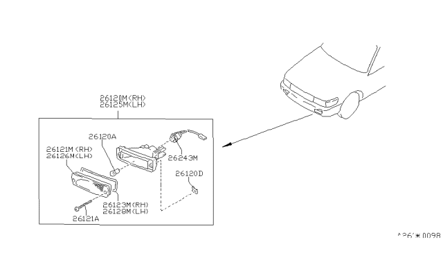1990 Nissan Stanza Lens-Front Turn Signal LH Diagram for 26126-40F00