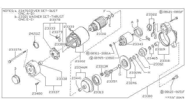 1992 Nissan Stanza Pinion Assy Diagram for 23312-30R00