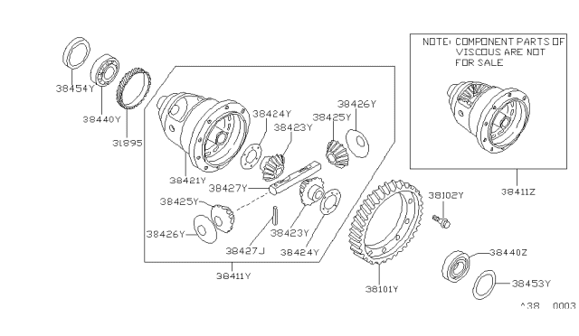 1991 Nissan Stanza Differential ASSY. Diagram for 38411-21X04