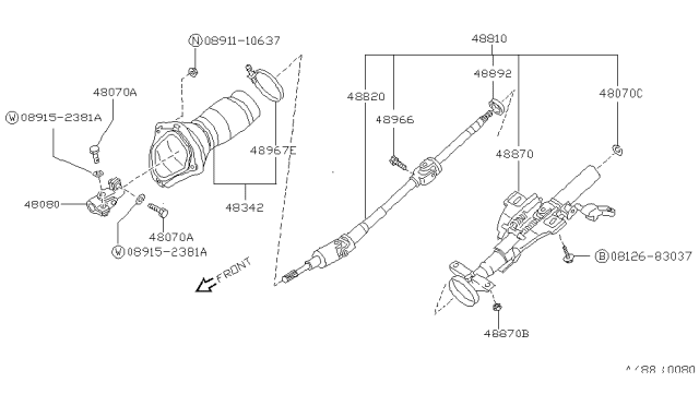 1991 Nissan Stanza Tube Assy-Jacket Diagram for 48850-65E61