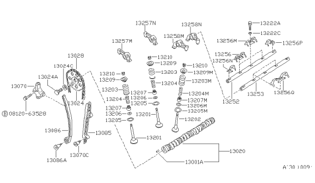 1991 Nissan Stanza Camshaft & Valve Mechanism Diagram