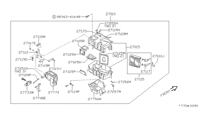 1991 Nissan Stanza Duct-Center Diagram for 27850-89E00