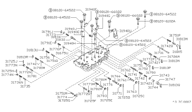 1992 Nissan Stanza Valve-3RD & 4TH Shift Diagram for 31791-27X60