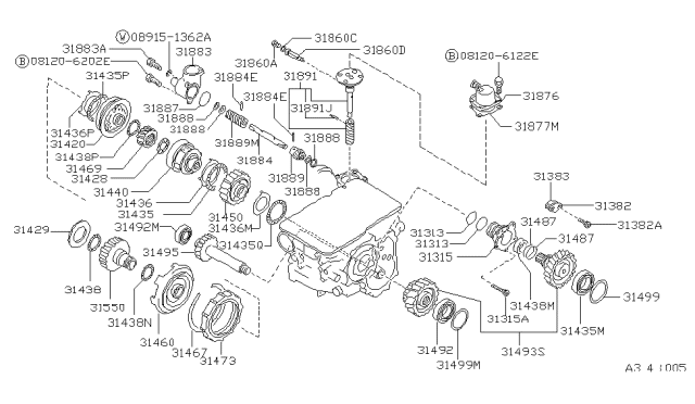 1992 Nissan Stanza Gear-PINION Reduction Diagram for 31495-21X24