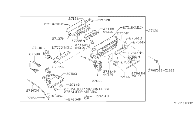 1991 Nissan Stanza Control Assembly Diagram for 27513-65E00